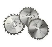 AB Tools 3Pc 190mm Tct Circular Saw Blades 20 / 24 And 40 Teeth Inc Adapter Rings