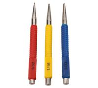AB Tools 3Pc Centre Punch Metal Nail Brads Dot Marking Set Colour Coded 1.5mm - 3mm