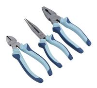 AB Tools 3Pc Cushion Grip Plier Set Combination Long Nose Cutter Snips
