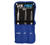 AB Tools 3Pc Double Jointed Long Nose Plier Set 340mm Straight 45 90 Degree U S Pro