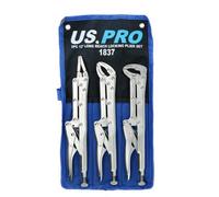 AB Tools 3Pc Extra Long Nose 12" Adjustable Locking Pliers Mole Grips Straight 45 90