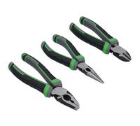 AB Tools 3Pc Heavy Duty High Leverage Plier Set Combination Long Nose Side Cutters