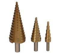 AB Tools 3Pc Hss Titanium Coated Step Drills Cone Cutters 4mm - 32mm Drill Bits