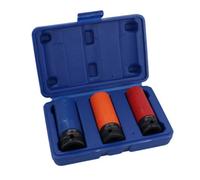 AB Tools 3Pc Impact Impacted Deep Alloy Wheel Nut Sockets 17 19 + 21mm 1/2In Drive