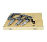AB Tools 3pc Micrometer External Adjustable Metric Micrometer Carbide Anvils 0-75mm