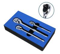 AB Tools 3Pc Mixed Drive Ratchets 72 Teeth Quick Release Socket Drivers 1/4" 3/8" 1/2"