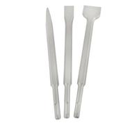 AB Tools 3Pc Sds Plus Chisel Set 15mm Hex Shank Point / Flat Head 20 & 40mm Steel Sil082
