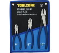 AB Tools 3Pc Side Cutting Pliers Cutters Wire Cable Snips Diagonal Plier 6" 8" 10"