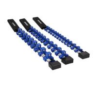 AB Tools 3Pc Socket Storage Holder Organiser Plastic Rails With Handles 1/4 3/8 1/2 Drive