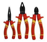 AB Tools 3Pc Vde Plier Wire Cutter Long Nose Pliers Electrician Grips Insulated Soft Grip