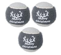 AB Tools 3Pk Dog Festive Christmas Gift Grey 'merry Christmas' Tennis Ball In Gift Box - 6Cm