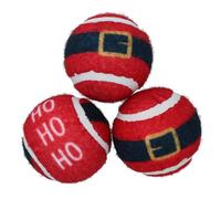 AB Tools 3Pk Dog Red Festive Christmas Gift Themed Tennis Balls Ball Mad Xmas Gift