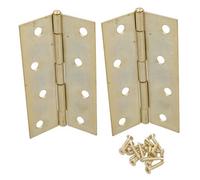 AB Tools 4" (100mm) Brass Plated Steel Door Cabinet Closet Gate Hinges Butt Hinge 2Pk