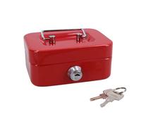 AB Tools 4.5" Petty Cash Box Money Coin Tin Deposit Security Kids Money Box 2 Keys Red