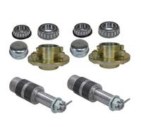 AB Tools 4 Inch Pcd Trailer Wheel Hubs + Bearings With Weld On Extended Stub Axle 2Pk