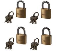 AB Tools 4 X 20mm Heavy Duty Brass Padlock Security Lock Suitcase Rucksack With 3 Keys