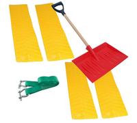 AB Tools 4 X Tyre Grip Mats Snow Shovel & 8T Tow Rope Recovery Strap Snow Mud Sand