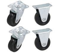 AB Tools 40mm Castor Wheel 4Pc Trolley 2 X Fixed & 2 X Swivel Office Rollers