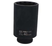 AB Tools 46mm 1/2" Drive Deep Metric Impact Socket 12 Sided For Hub Nut 100mm Deep