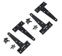 AB Tools 4In / 102mm Heavy Duty T Tee Hinges For Shed + Garden Gates Black Finish 4Pc
