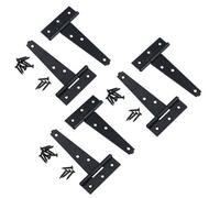 AB Tools 4In / 102mm Heavy Duty T Tee Hinges For Shed + Garden Gates Black Finish 6Pc