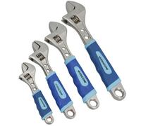 AB Tools 4Pc Adjustable Spanner / Monkey Pipe Wrench Set Covers 0-36mm