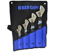 AB Tools 4Pc Adjustable Spanner / Monkey Pipe Wrench Set Covers Range 0-36mm