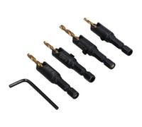 AB Tools 4Pc Titanium Coated Countersink Hss G Drill Bit Set Drill Pilot 2.38mm - 3.55mm