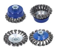 AB Tools 4Pc Twist Knot Cup And Flat Bevel Brushes Rust Paint Removal For 4-1/2" Grinders