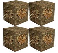 AB Tools 4Pk Small Animal Guinea, Rabbits Boredom Breaker Large Hay Cube 20X20X20Cm