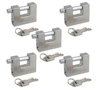 AB Tools 5 Pack 70mm Shutter Padlock Lock 3 Keys Security Solid Shed Garage Storage