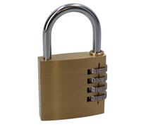 AB Tools 50mm Brass Combination Padlock / Lock / Security Shed Garage Door