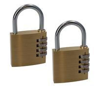 AB Tools 50mm Brass Combination Padlock Lock Security Shed Garage Door Luggage 2Pc