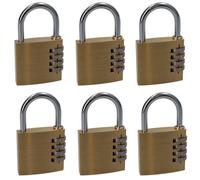 AB Tools 50mm Brass Combination Padlock Lock Security Shed Garage Door Luggage 6Pc