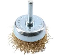 AB Tools 50mm Steel Wire Cup Brush For Drills Brass Coated Rust Paint Remover Removal