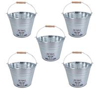 AB Tools 5L Galvanised Steel Metal Bucket Pail Water Coal Greenhouse Garden Plants 5PK