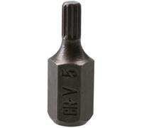 AB Tools 5mm Spline Bit 30mm Length 10mm Shank Chrome Vanadium Hardened Tip Triple Square