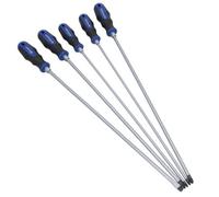 AB Tools 5Pc Extra Long Screwdriver Flat Slotted Pozi Phillips Headed Total Length 450mm
