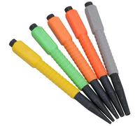AB Tools 5Pc Nail Punch Coloured Set 1.6 - 4.8mm Soft Grip Hollow End Steel