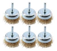AB Tools 6 Pack 50mm Steel Wire Cup Brush For Drills Brass Coated Rust Paint Remover