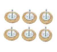 AB Tools 6 X 50mm Wide Flat Steel Wire Brush For Drills Brass Coated Rust Paint Remover