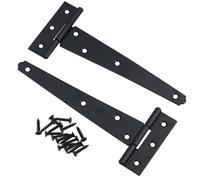 AB Tools 6In / 152mm Heavy Duty T Tee Hinges For Shed + Garden Gates Black Finish 2Pc