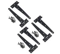 AB Tools 6In / 152mm Heavy Duty T Tee Hinges For Shed + Garden Gates Black Finish 6Pc