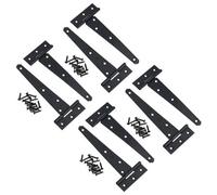 AB Tools 6In / 152mm Heavy Duty T Tee Hinges For Shed + Garden Gates Black Finish 8Pc