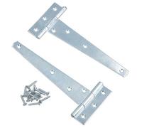 AB Tools 6In / 152mm Heavy Duty T Tee Hinges For Shed + Garden Gates Zinc Plated 2Pc