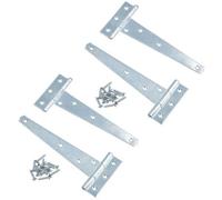 AB Tools 6In / 152mm Heavy Duty T Tee Hinges For Shed + Garden Gates Zinc Plated 4Pc