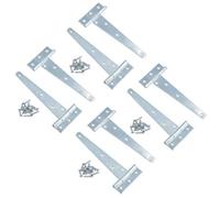 AB Tools 6In / 152mm Heavy Duty T Tee Hinges For Shed + Garden Gates Zinc Plated 8Pc