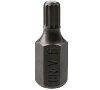 AB Tools 6mm Spline Bit 30mm Length 10mm Shank Chrome Vanadium Hardened Tip Triple Square