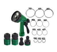 AB Tools 6Pc Adjustable Hose Pipe Connectors Fittings Sprayer & 12Pc Clamp Jubilee Clip