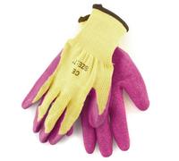 AB Tools 7" Builders Protective Gardening Diy Latex Rubber Coated Work Gloves Pink